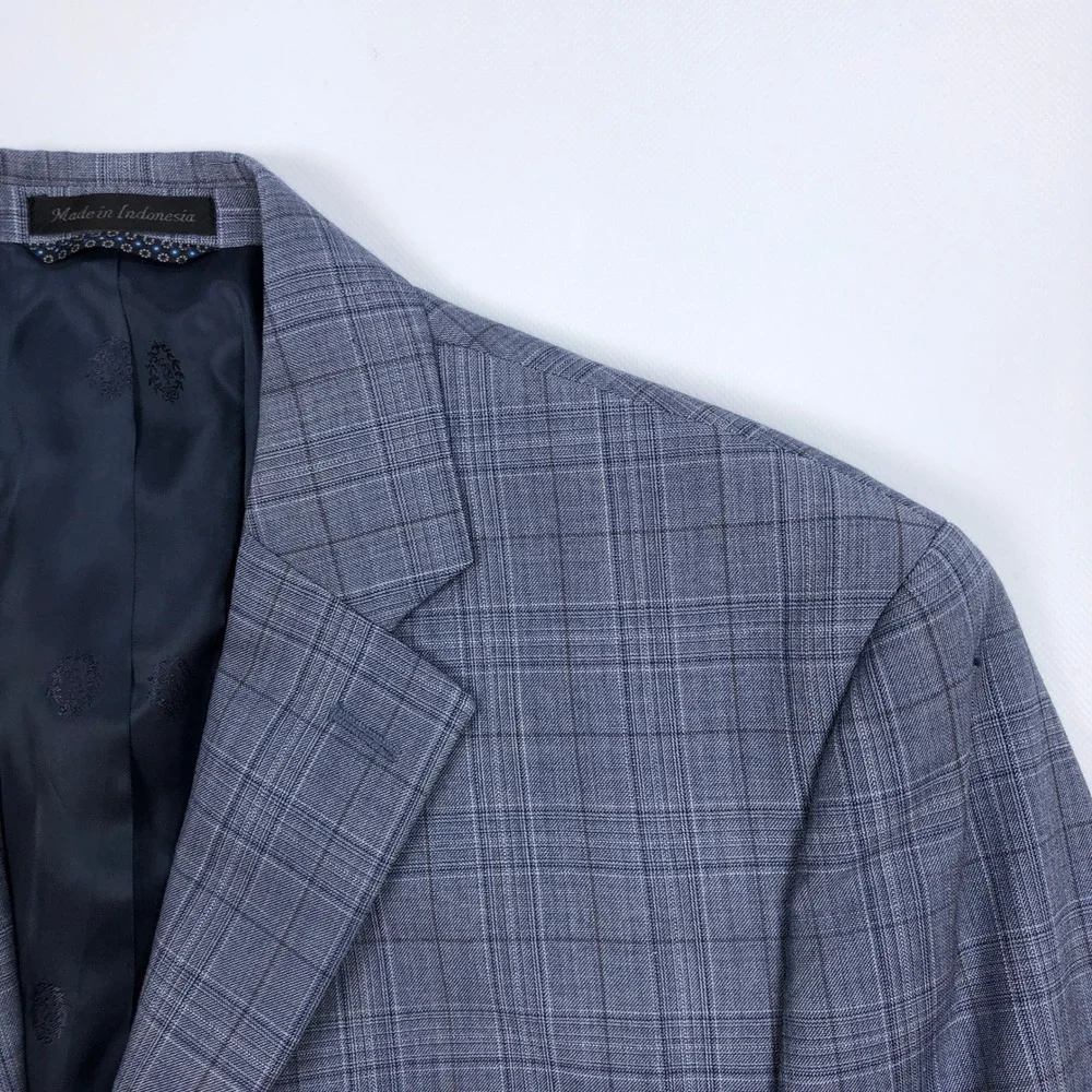 Ralph Lauren Mens Blue Glen Plaid 42R 32x30 Wool Blend Coat Jacket Pants Suit